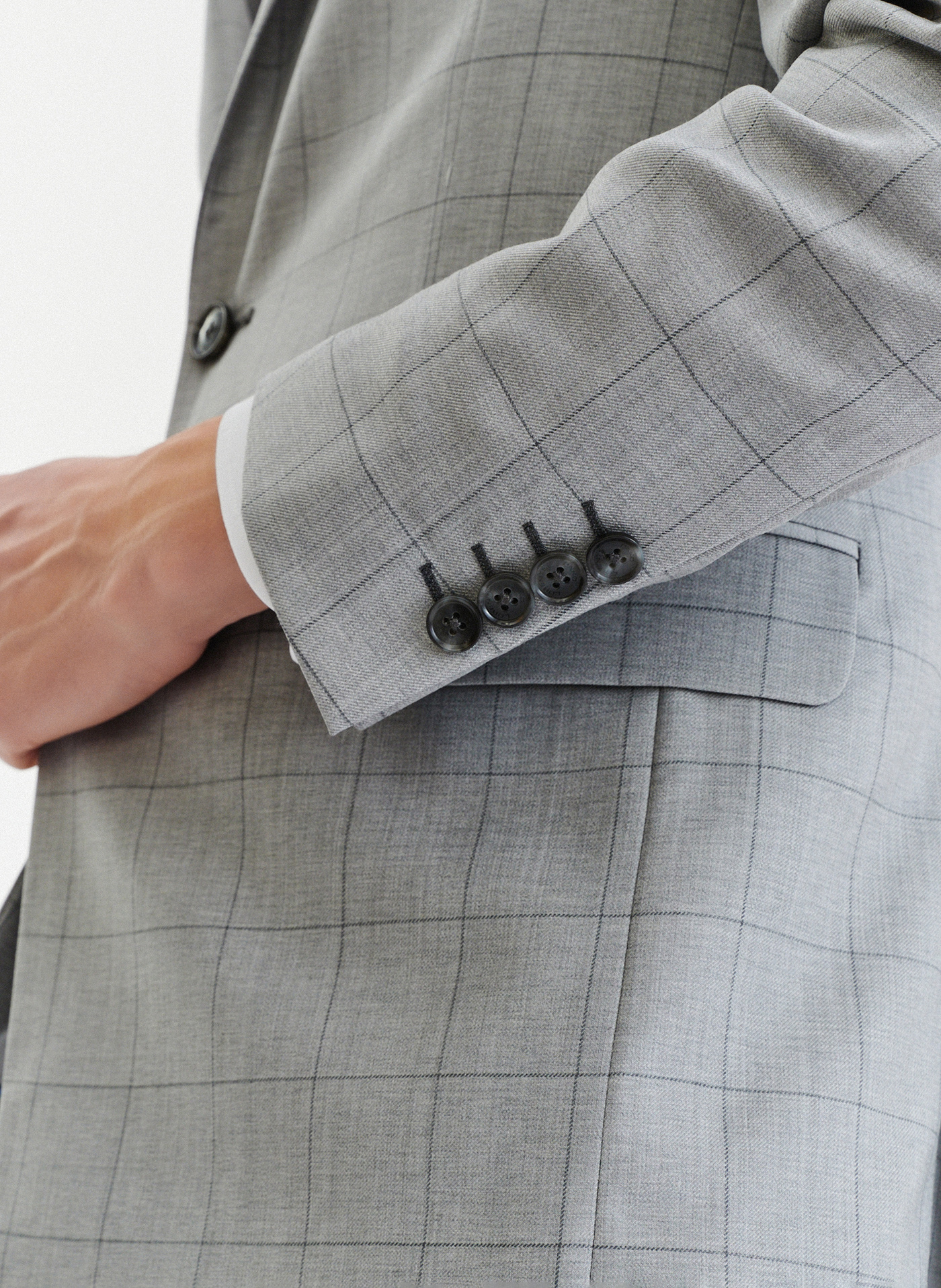 Szara wełniana marynarka garniturowa w kratę - Pako Lorente