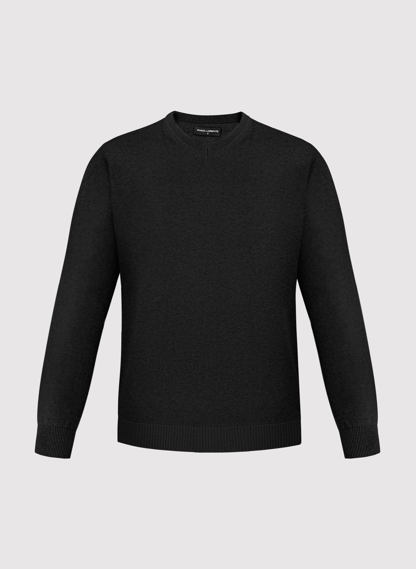 PAKO LORENTE - Czarny sweter męski v-neck - Pako Lorente