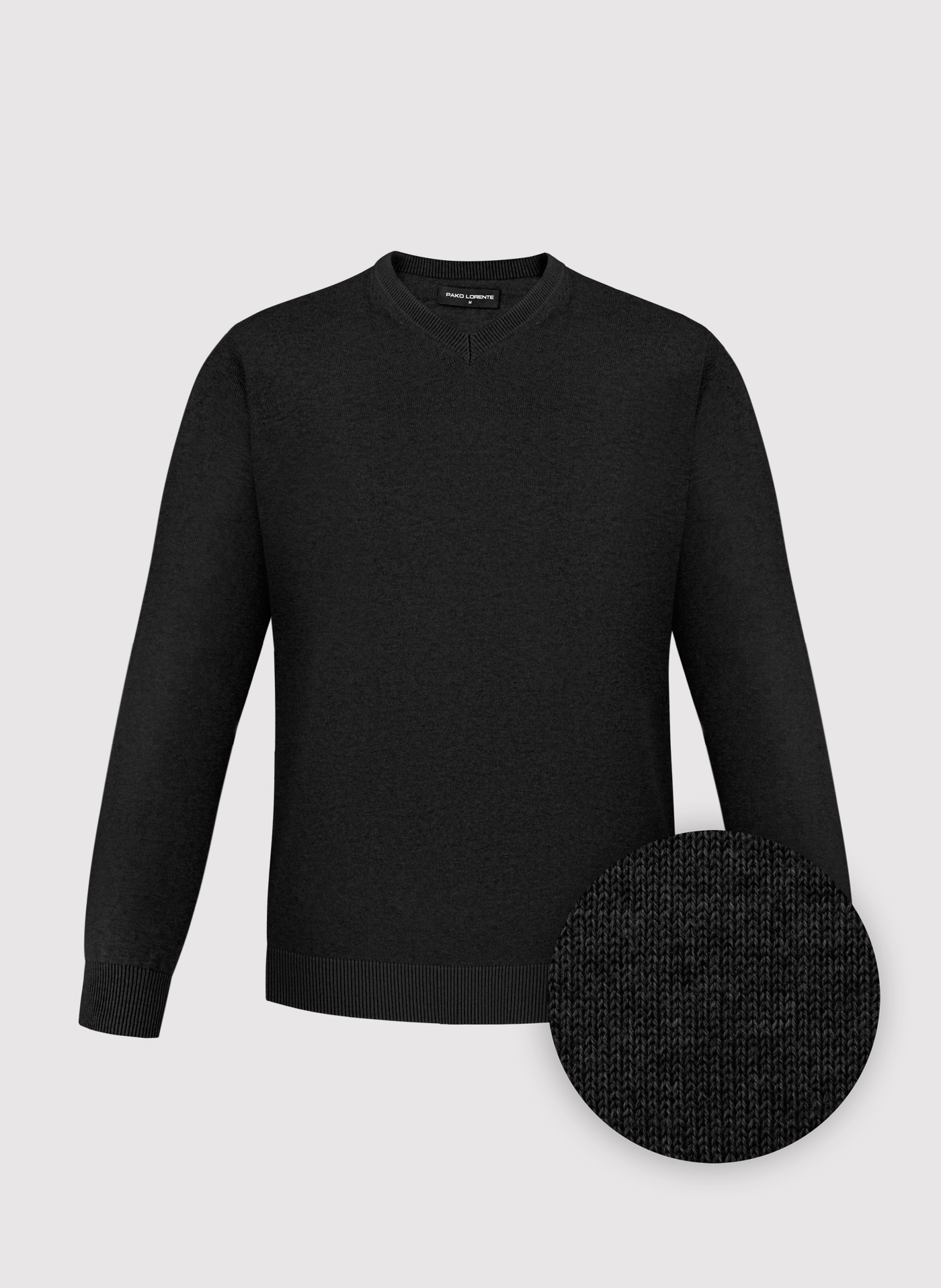 PAKO LORENTE - Czarny sweter męski v-neck - Pako Lorente