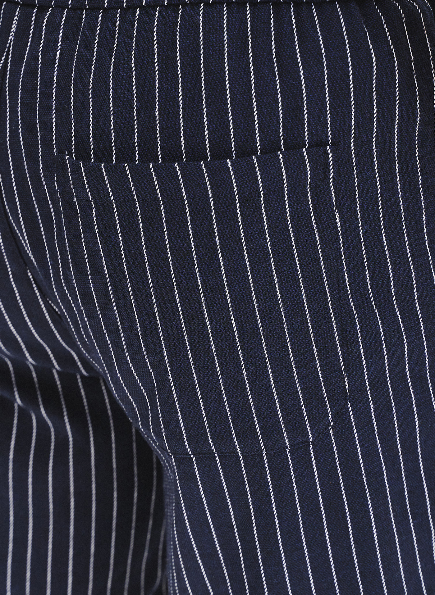 PAKO LORENTE - Granatowe spodenki męskie w prążek z lnem - Pako Lorente