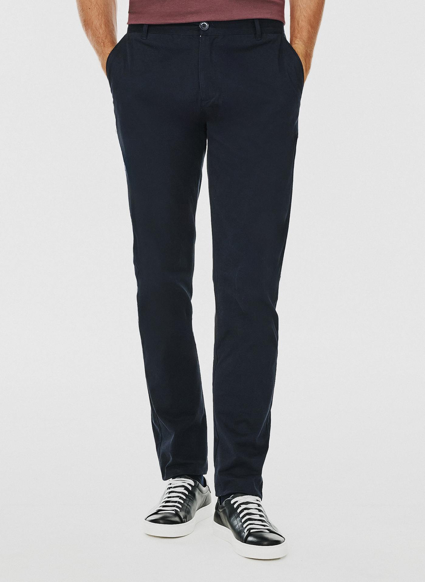 Gładkie spodnie męskie w kolorze granatowym - Pako Lorente