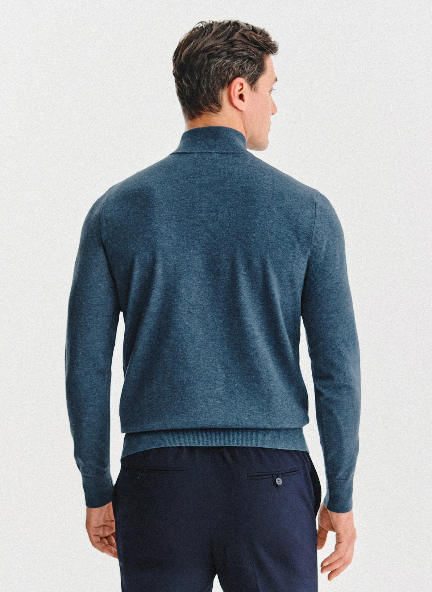 Granatowy sweter z rozpinaną stójką - Pako Lorente