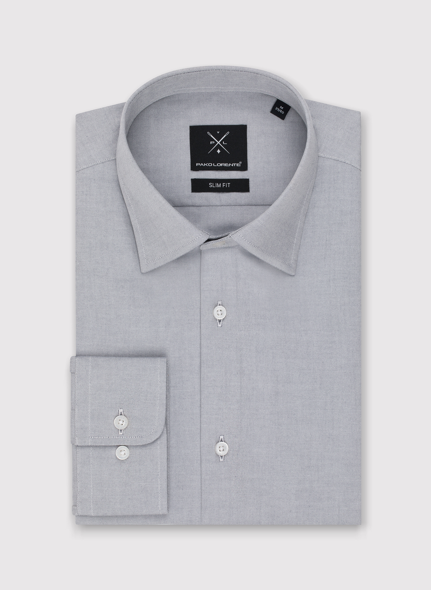 Gładka koszula męska w kolorze szarym - Pako Lorente