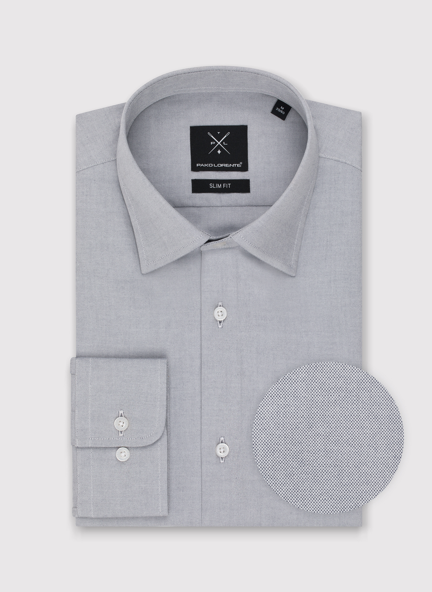 Gładka koszula męska w kolorze szarym - Pako Lorente