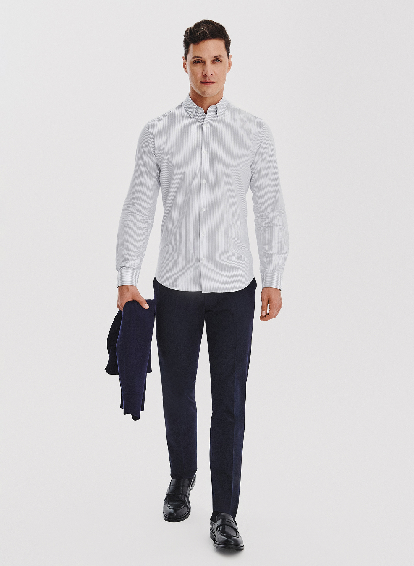 Koszula męska w szary prążek - Pako Lorente