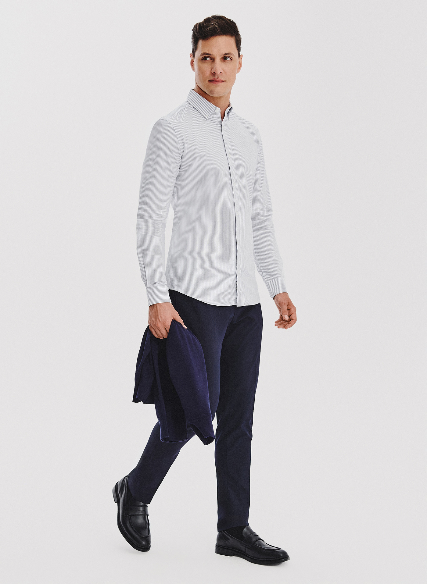 Koszula męska w szary prążek - Pako Lorente