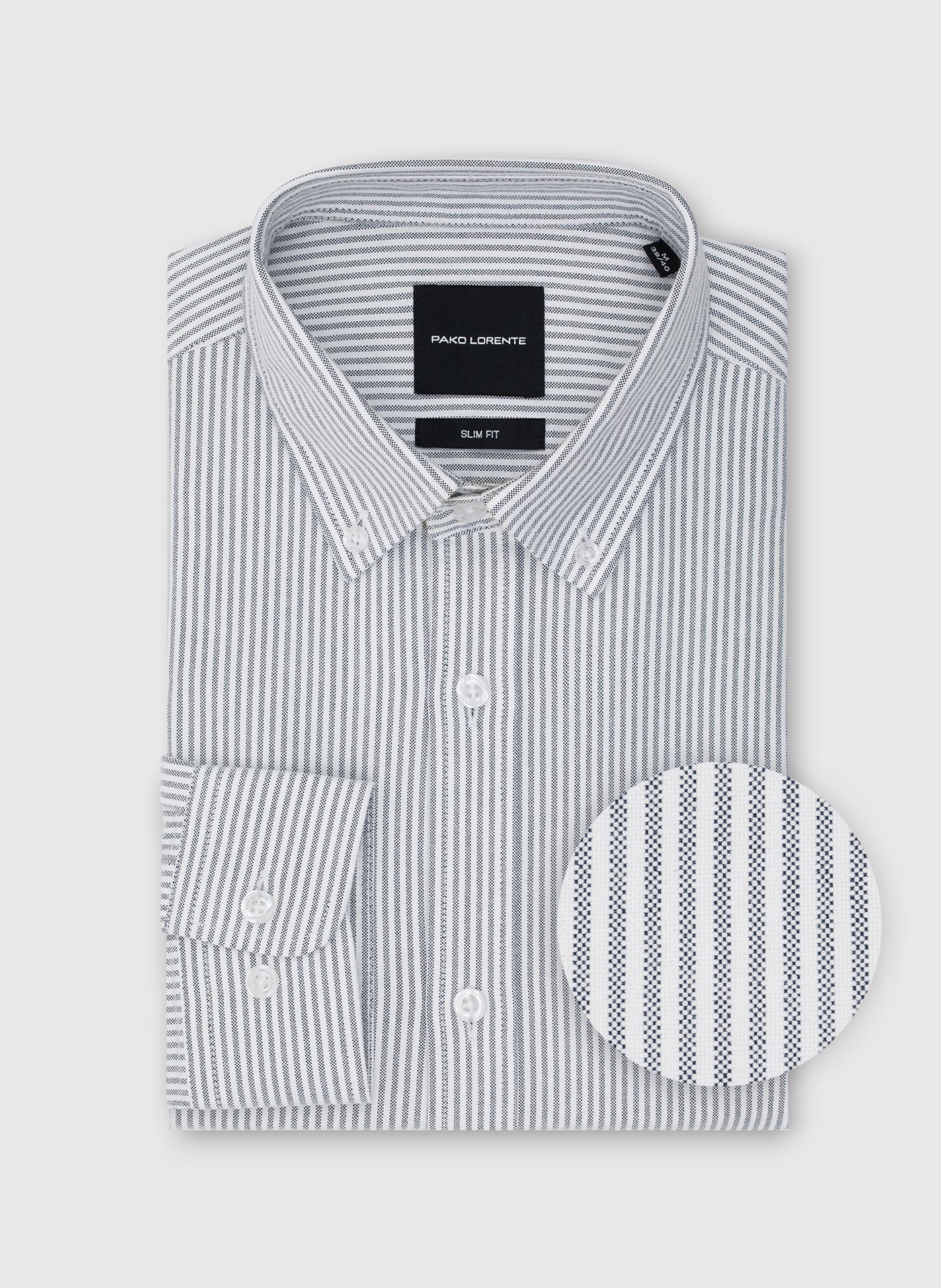 Koszula męska w szary prążek - Pako Lorente