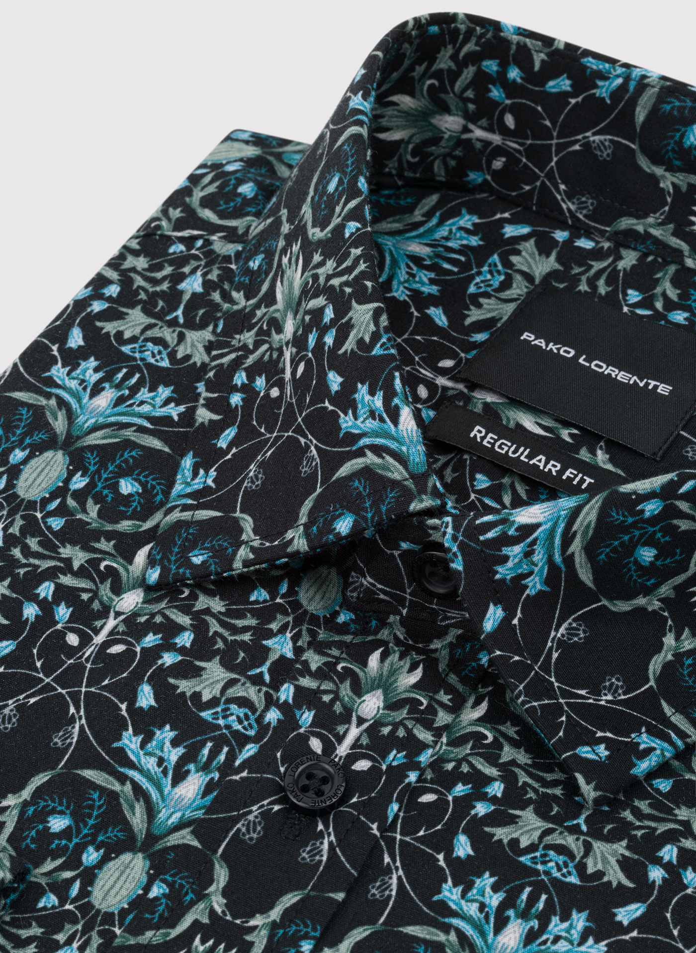 PAKO LORENTE - Czarna koszula w turkusowe kwiaty - Pako Lorente