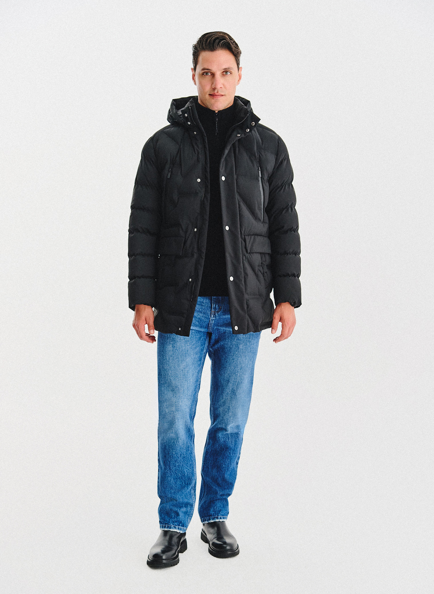 Czarna kurtka męska na zimę - Pako Lorente