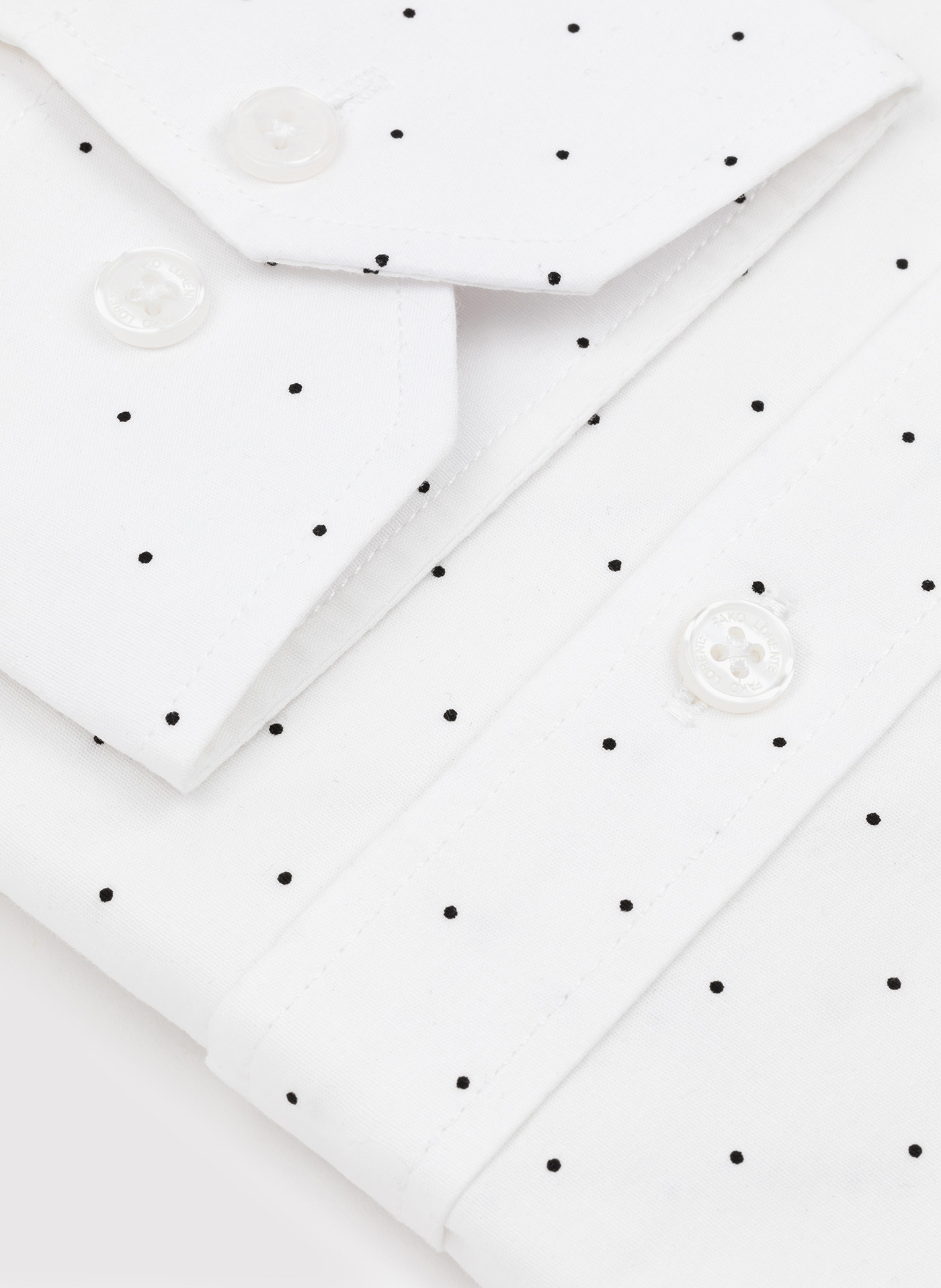 Biała koszula męska w czarne kropki P24SF-1X-001-B-S - Pako Lorente - Pako Lorente