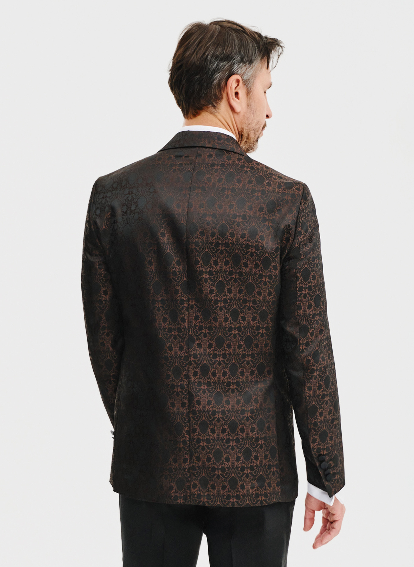 Brązowa żakardowa marynarka smokingowa - Pako Lorente