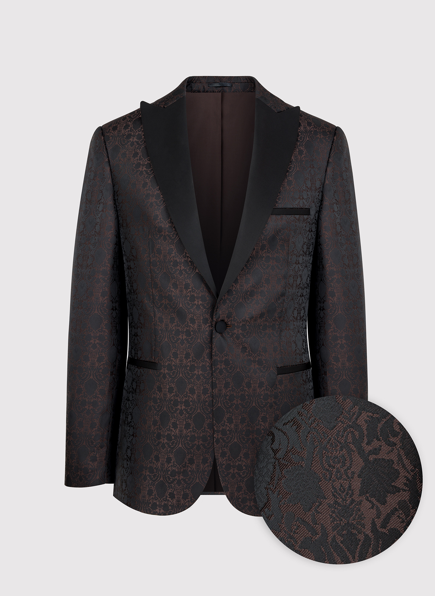 Brązowa żakardowa marynarka smokingowa - Pako Lorente