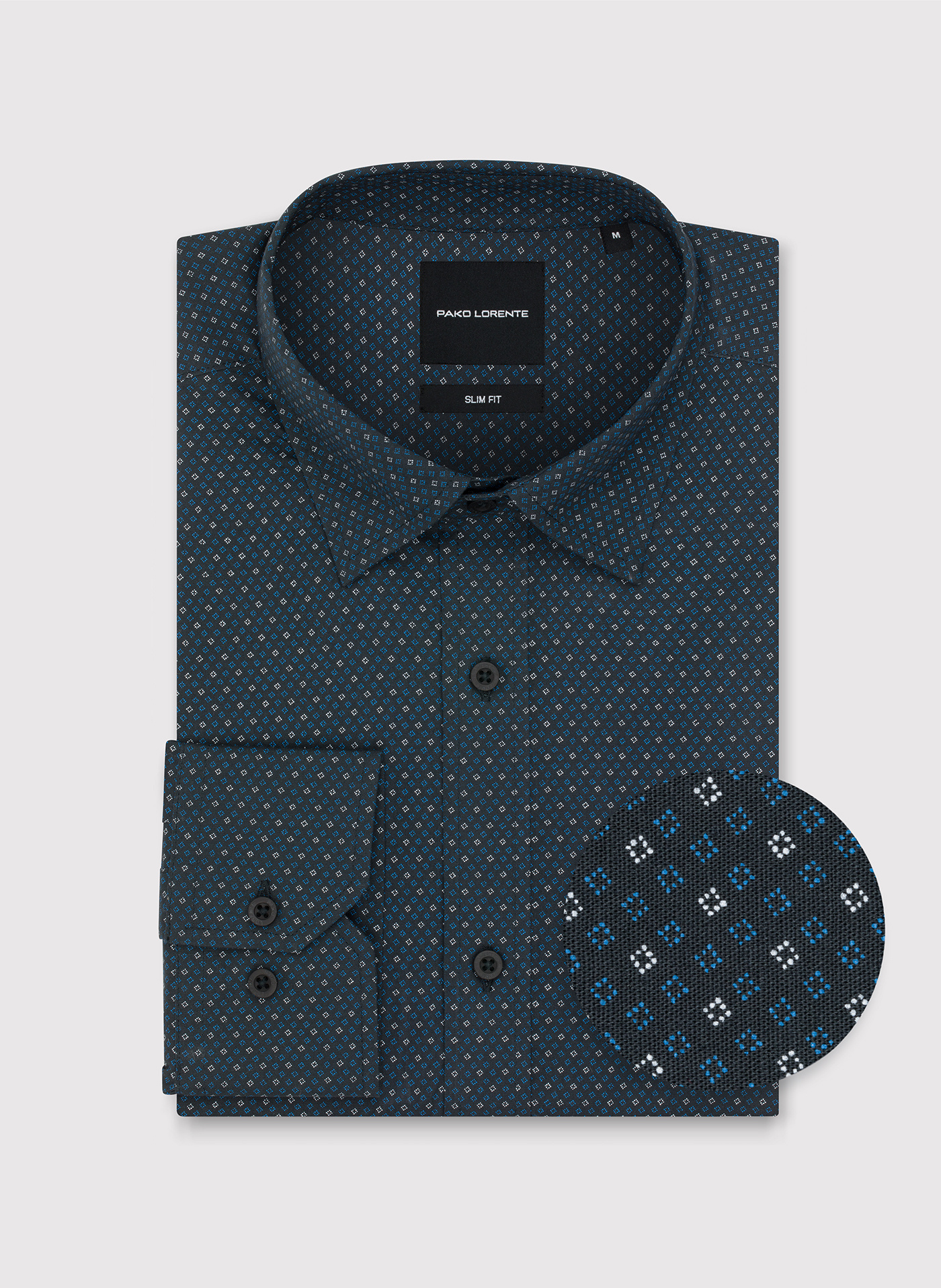 PAKO LORENTE - Czarna koszula męska wzór geometryczny - Pako Lorente