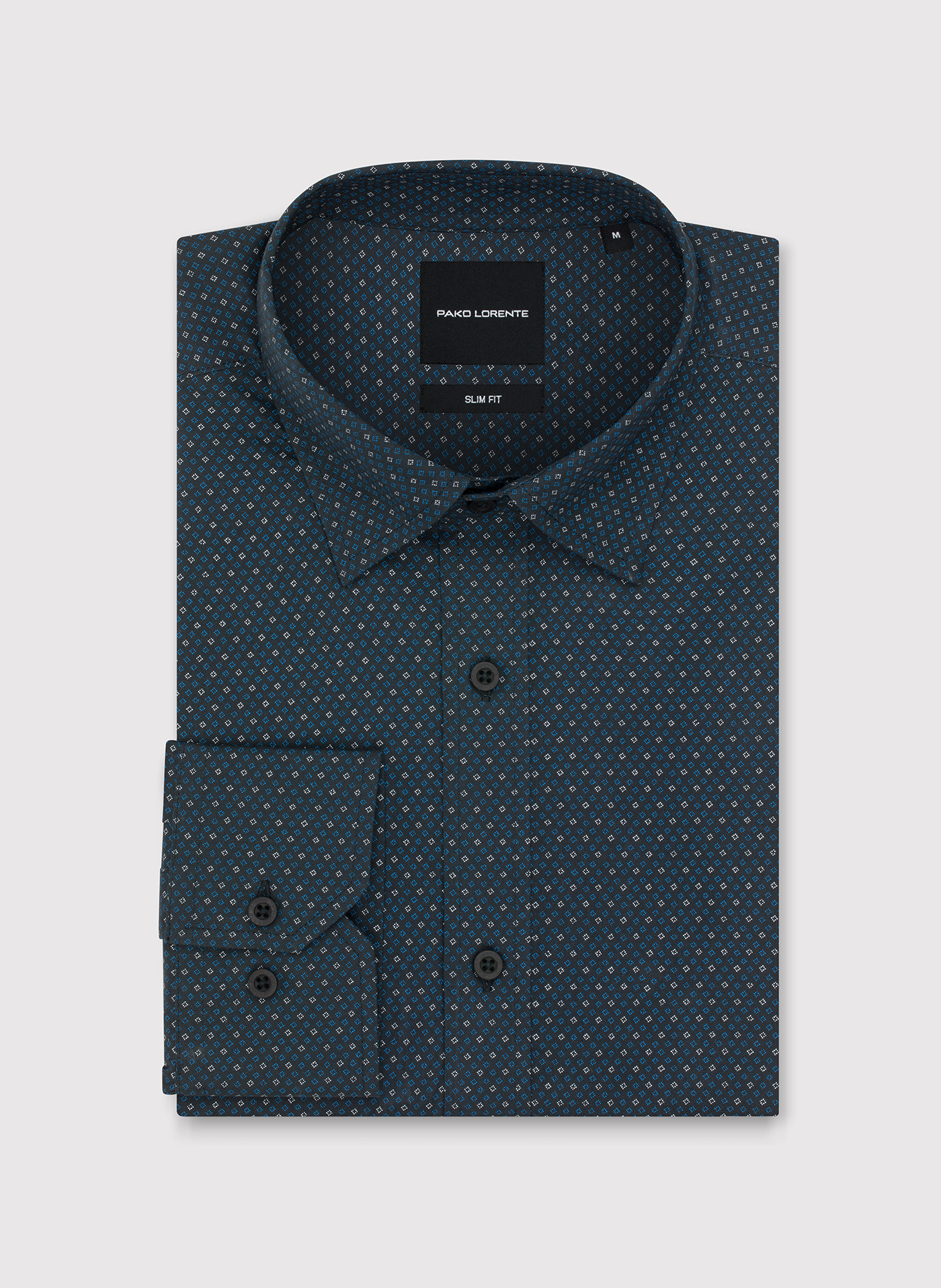 PAKO LORENTE - Czarna koszula męska wzór geometryczny - Pako Lorente