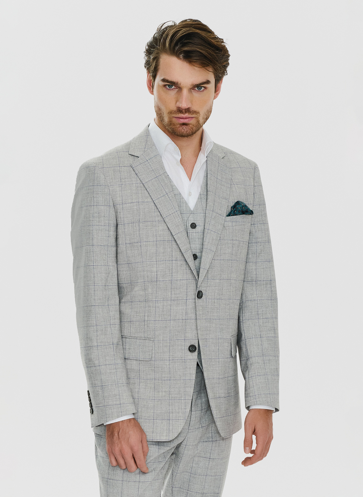 Szara marynarka w niebieską kratę - Pako Lorente