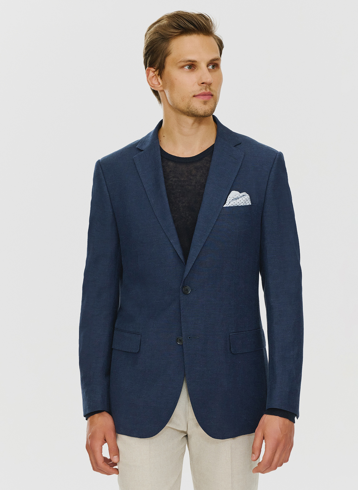 Lniana marynarka męska w kolorze granatowym - Pako Lorente