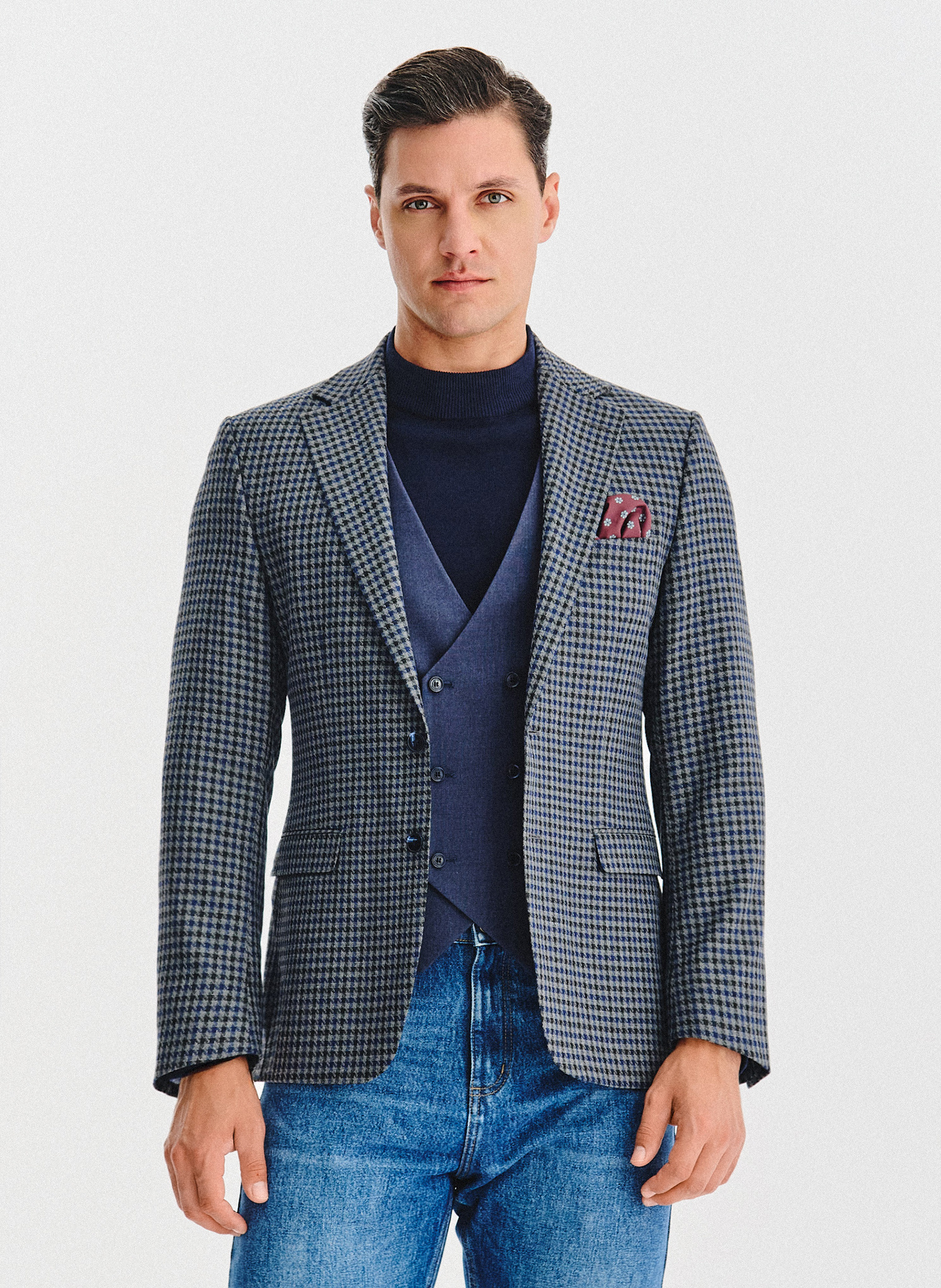 Granatowa marynarka w drobną kratę - Pako Lorente