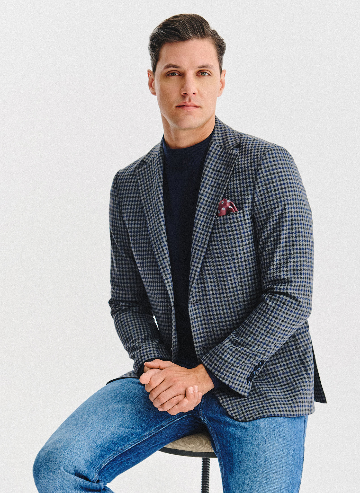 Granatowa marynarka w drobną kratę - Pako Lorente