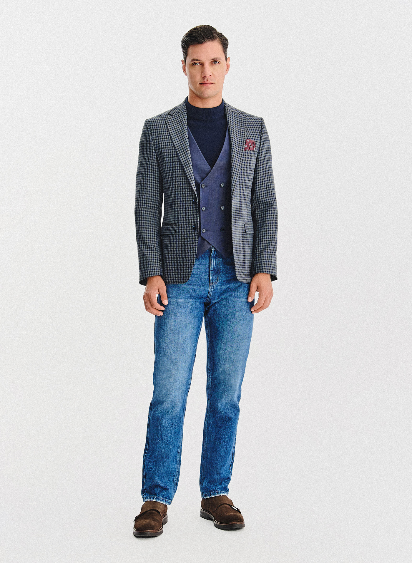 Granatowa marynarka w drobną kratę - Pako Lorente