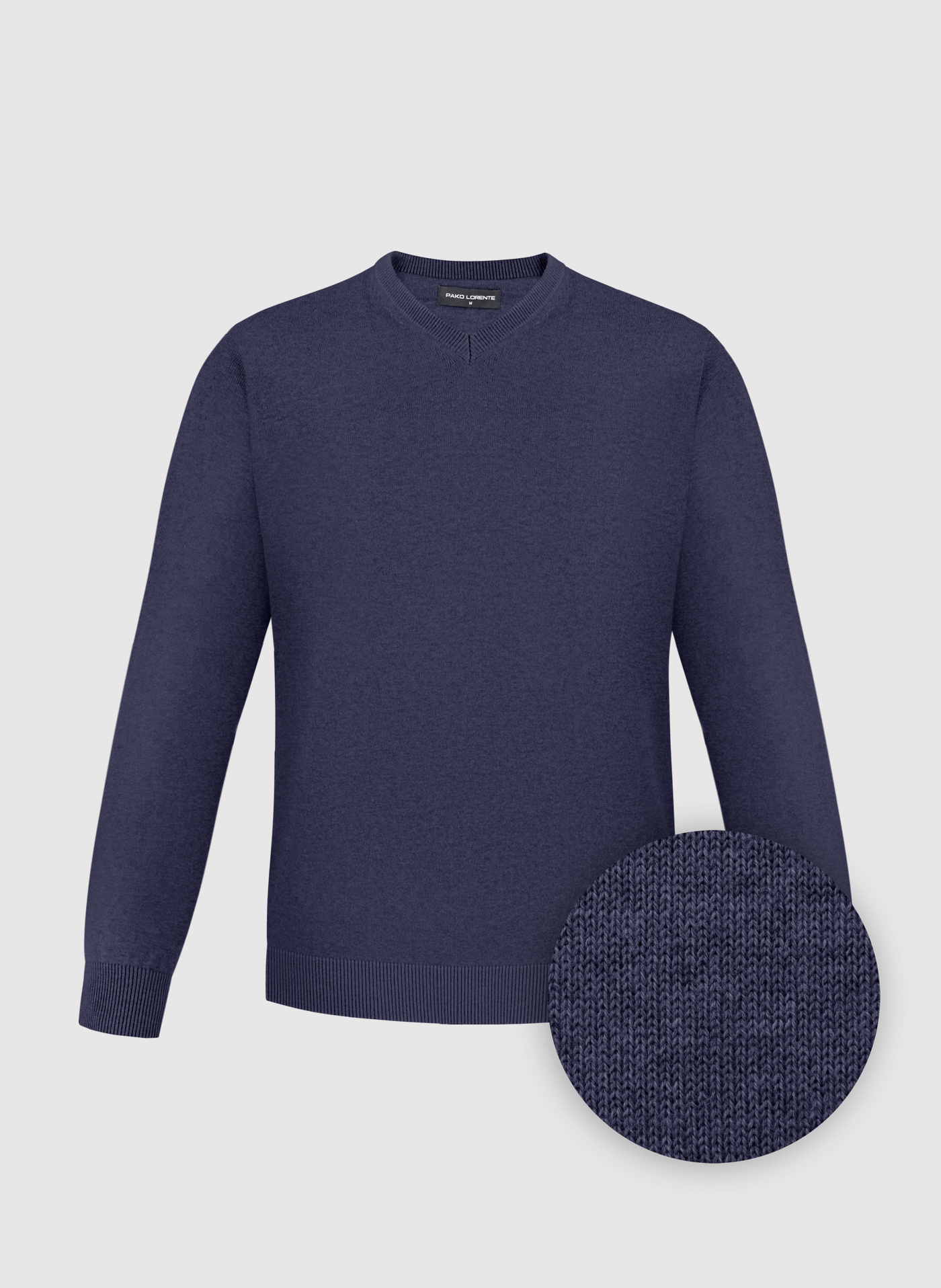 PAKO LORENTE - Granatowy sweter męski v-neck - Pako Lorente