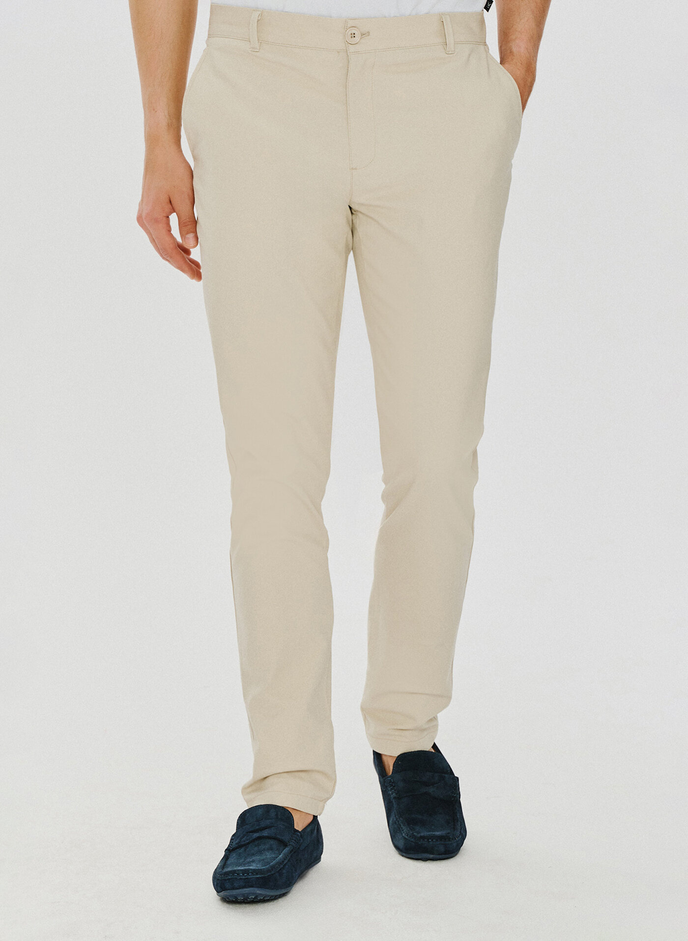 Beżowe gładkie spodnie męskie P24SF-WX-003-E-0 - Pako Lorente - Pako Lorente