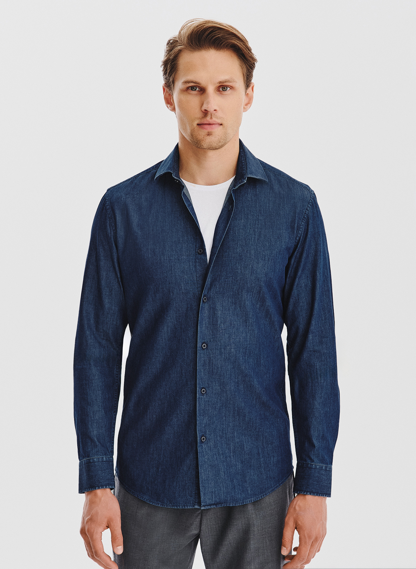 PAKO LORENTE - Granatowa koszula jeansowa - Pako Lorente