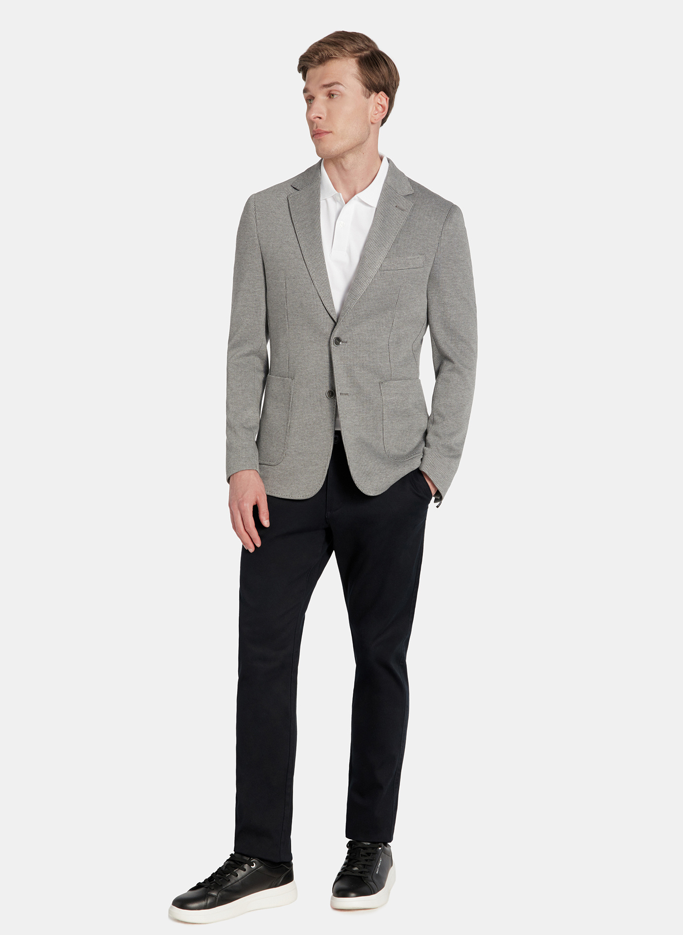 PAKO LORENTE - Szara marynarka w pepitkę z dzianiny - Pako Lorente