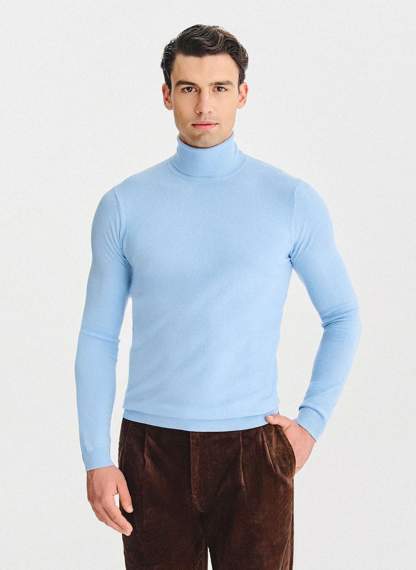 PAKO LORENTE - Jasnoniebieski gładki golf męski - Pako Lorente