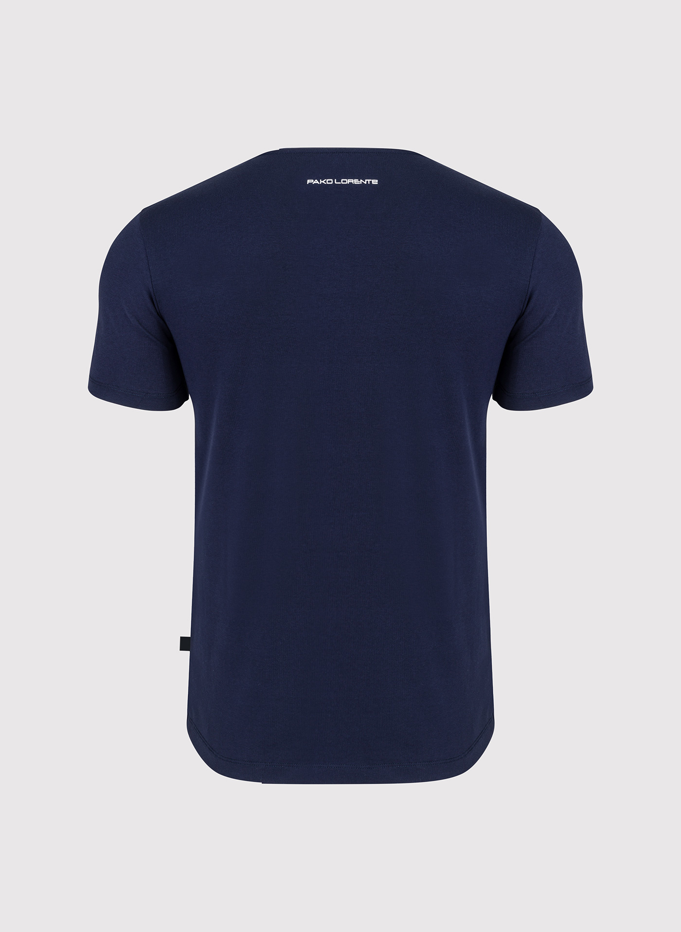 Granatowy gładki T-shirt Basic - Pako Lorente