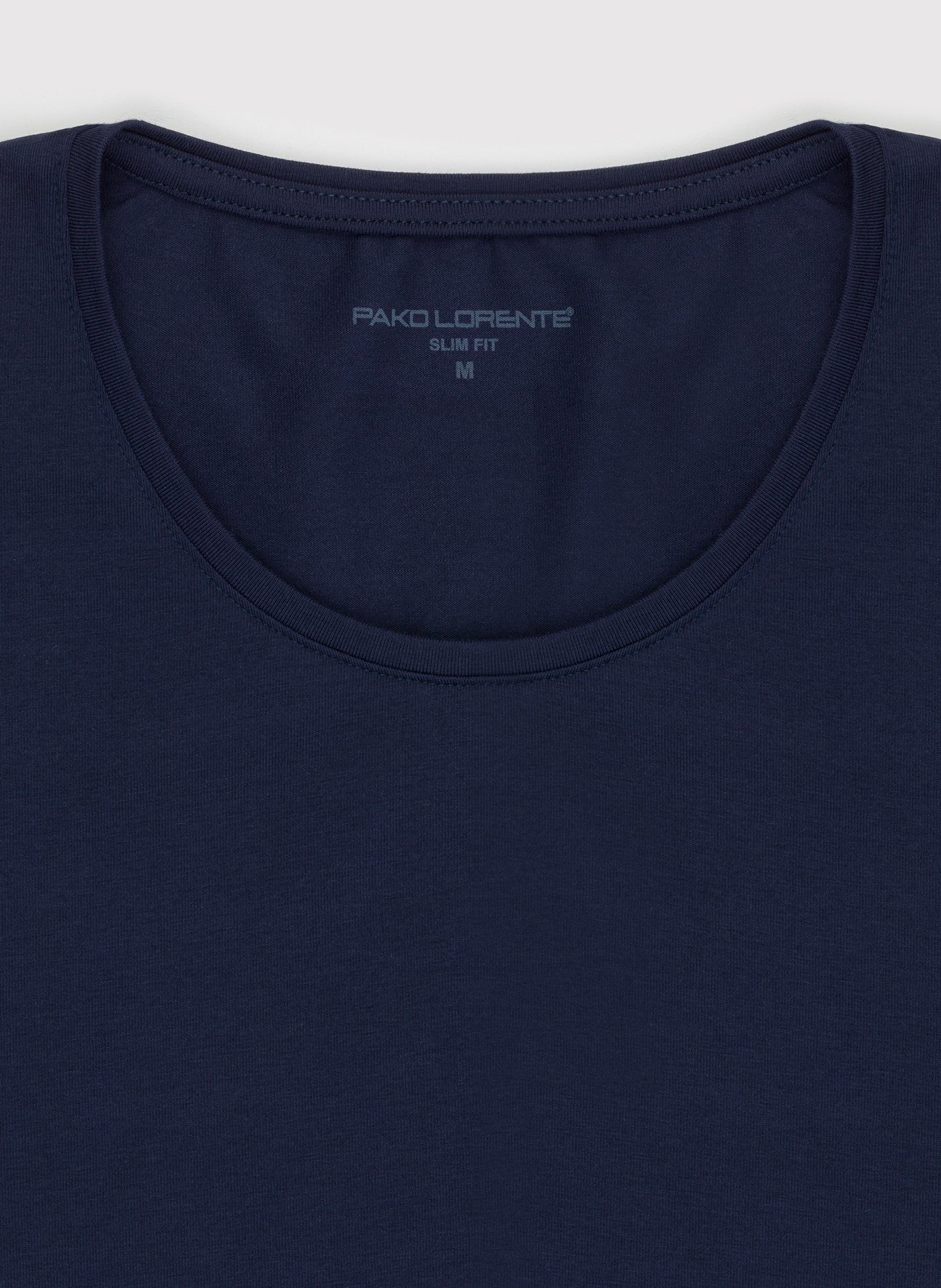 Granatowy gładki T-shirt Basic - Pako Lorente