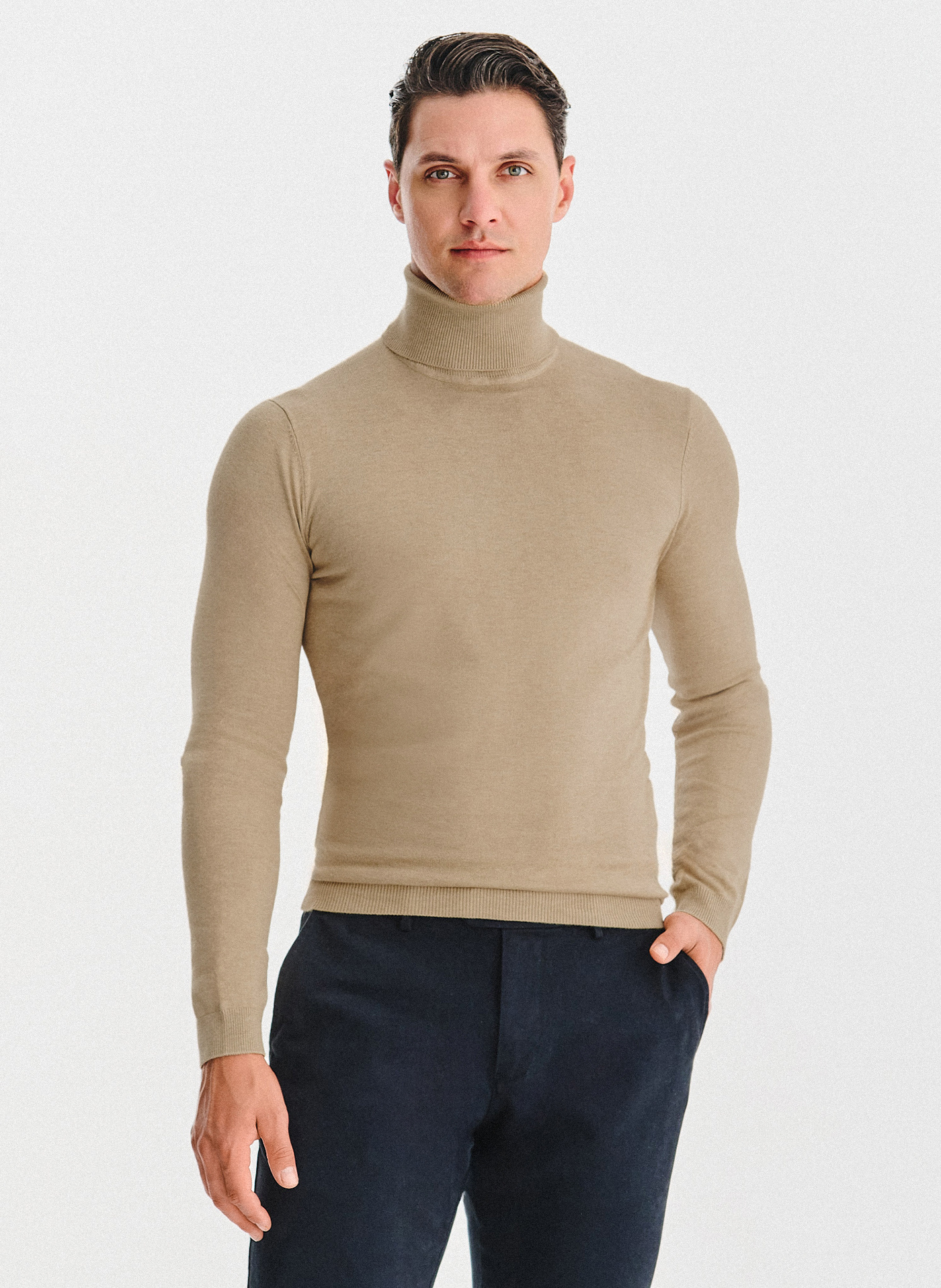 PAKO LORENTE - Golf męski w beżowym kolorze - Pako Lorente