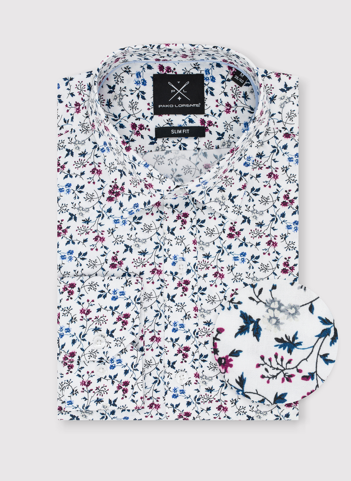 Koszula męska w kwiatowy wzór długi rękaw - Pako Lorente