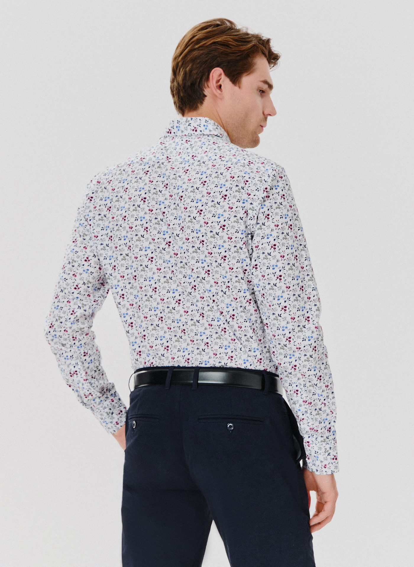 Koszula męska w kwiatowy wzór długi rękaw - Pako Lorente