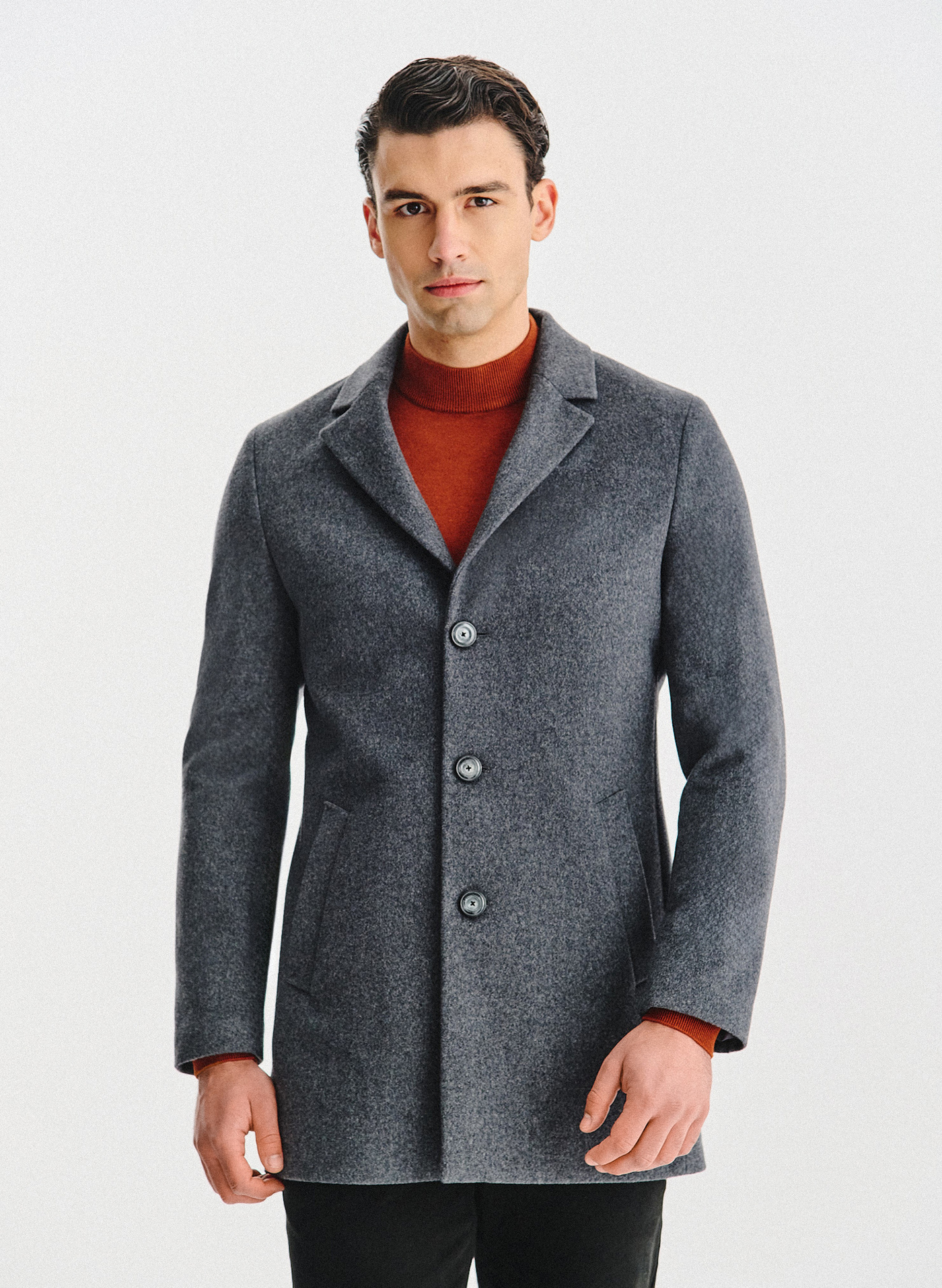 Szary płaszcz z wełną - Pako Lorente