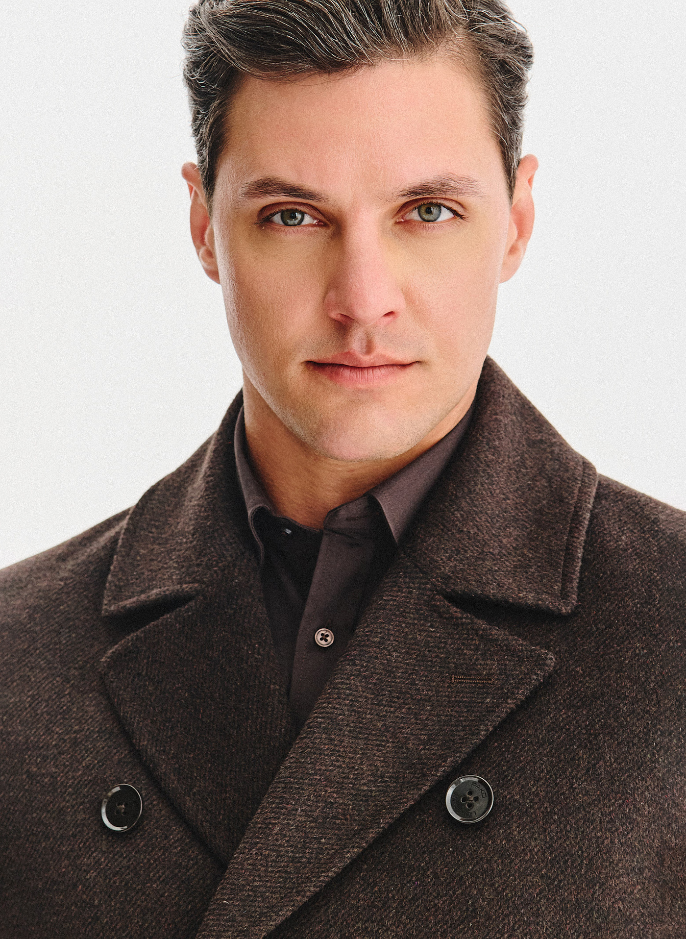 PAKO LORENTE - Brązowy dwurzędowy płaszcz męski - Pako Lorente