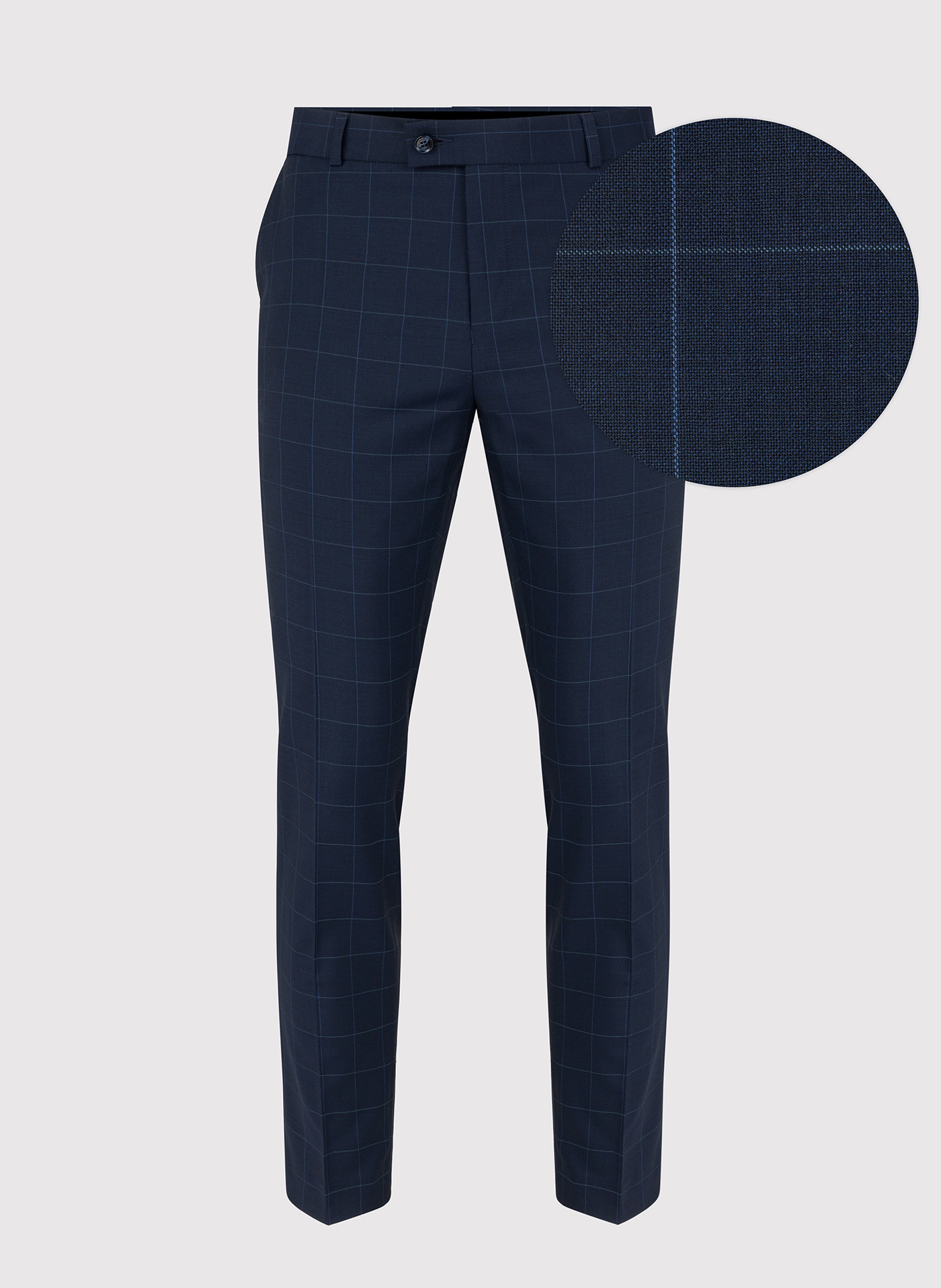 Granatowe spodnie garniturowe w delikatną kratę - Pako Lorente
