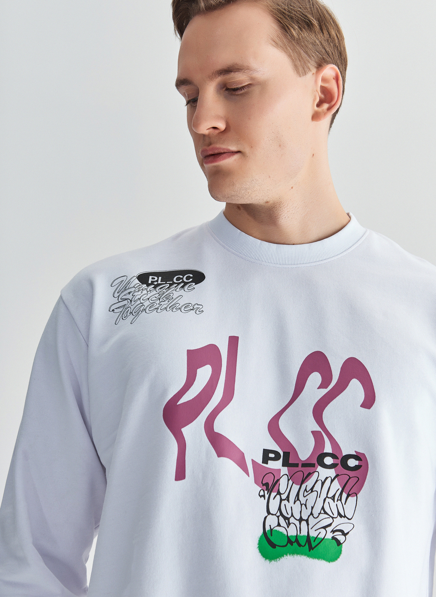 Biała bluza oversize z okrągłym dekoltem C22SF-2B-005-B-0 - Pako Lorente