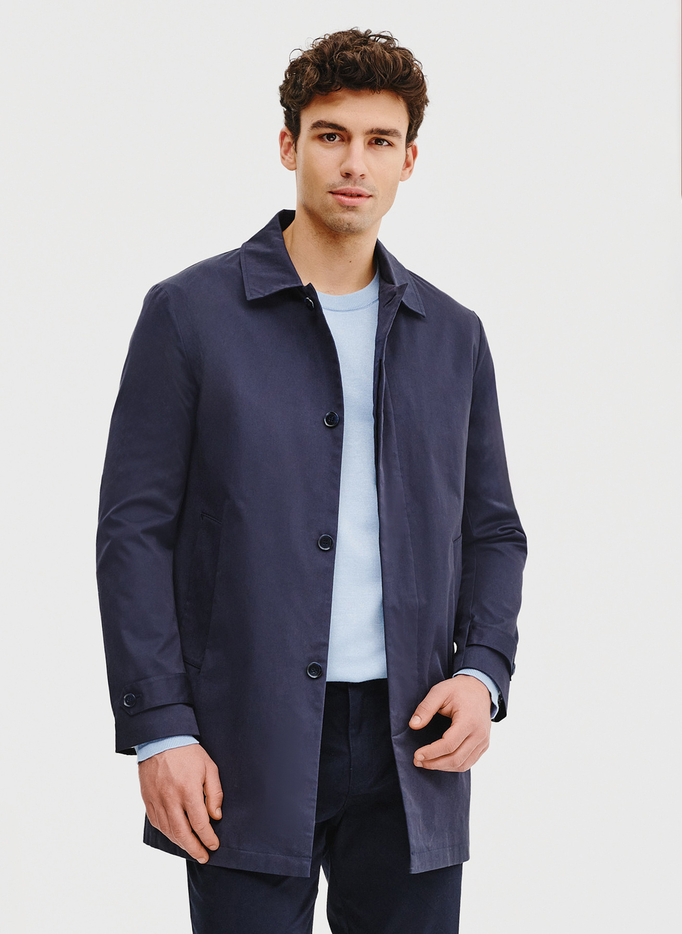 Wiosenny płaszcz męski w kolorze granatowym - Pako Lorente