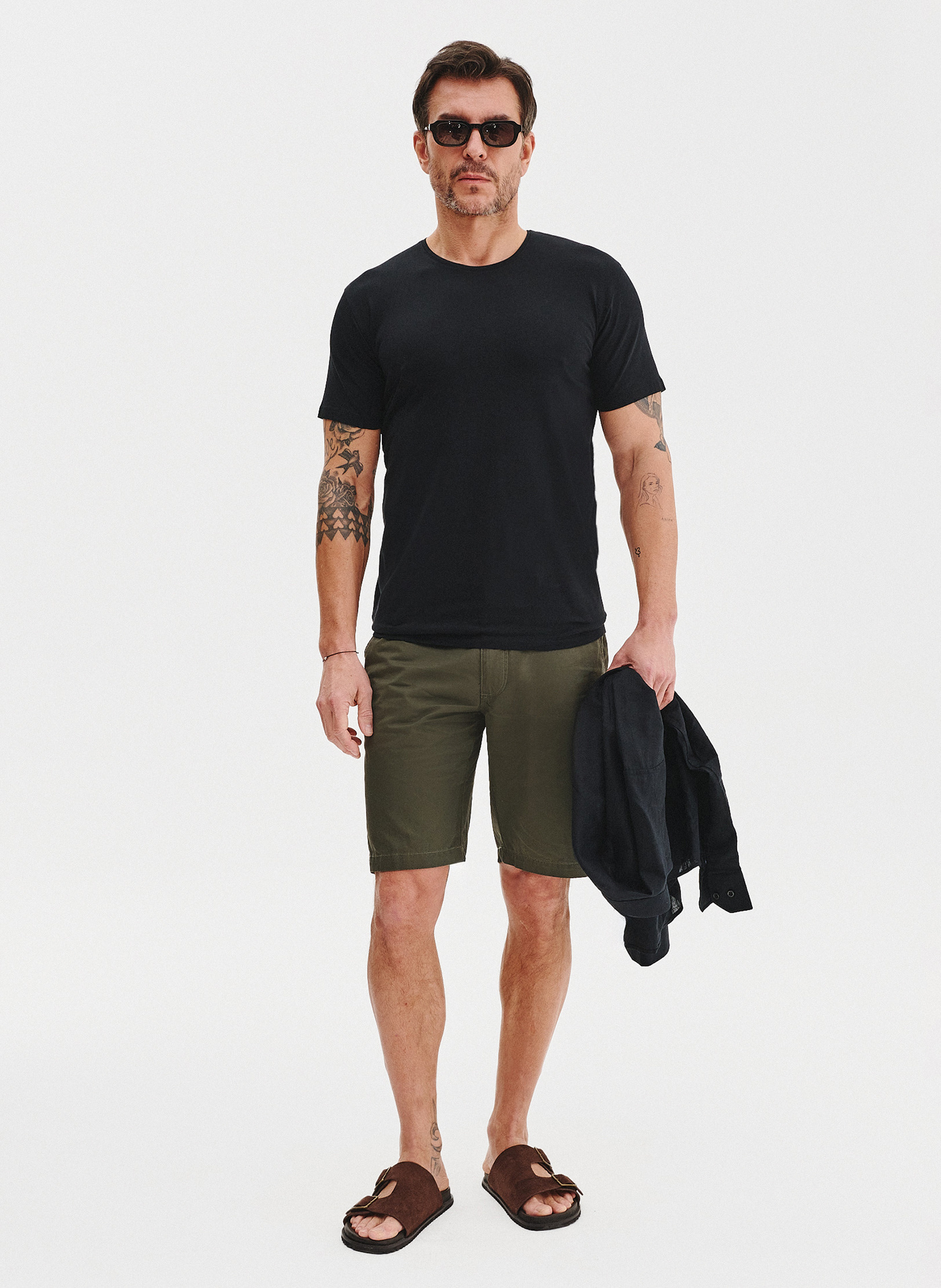 Czarny gładki t-shirt męski - Pako Lorente