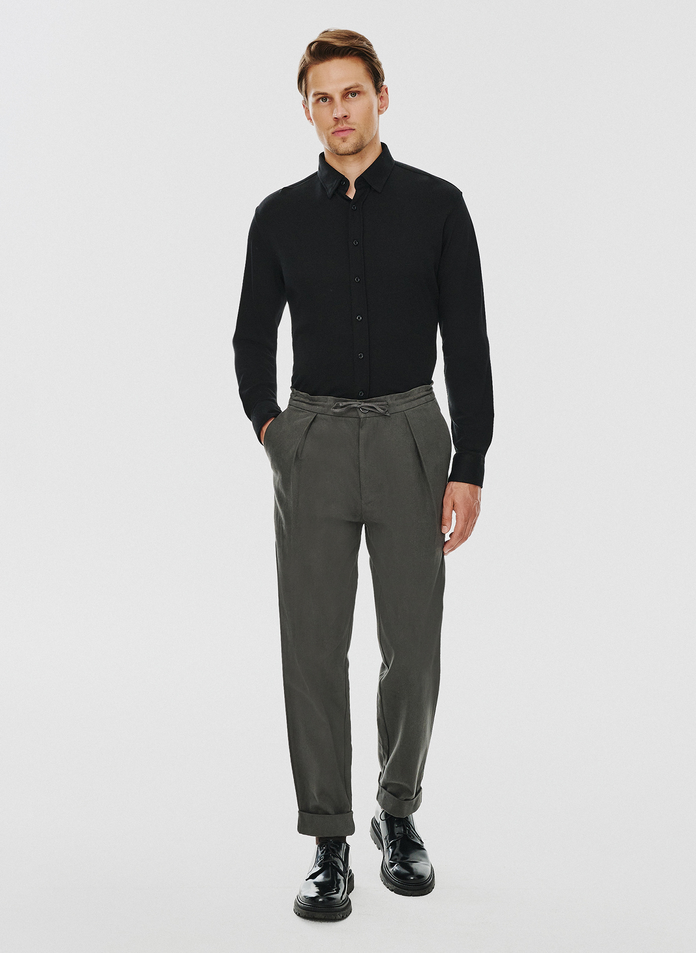 Czarna bawełniana koszula męska - Pako Lorente