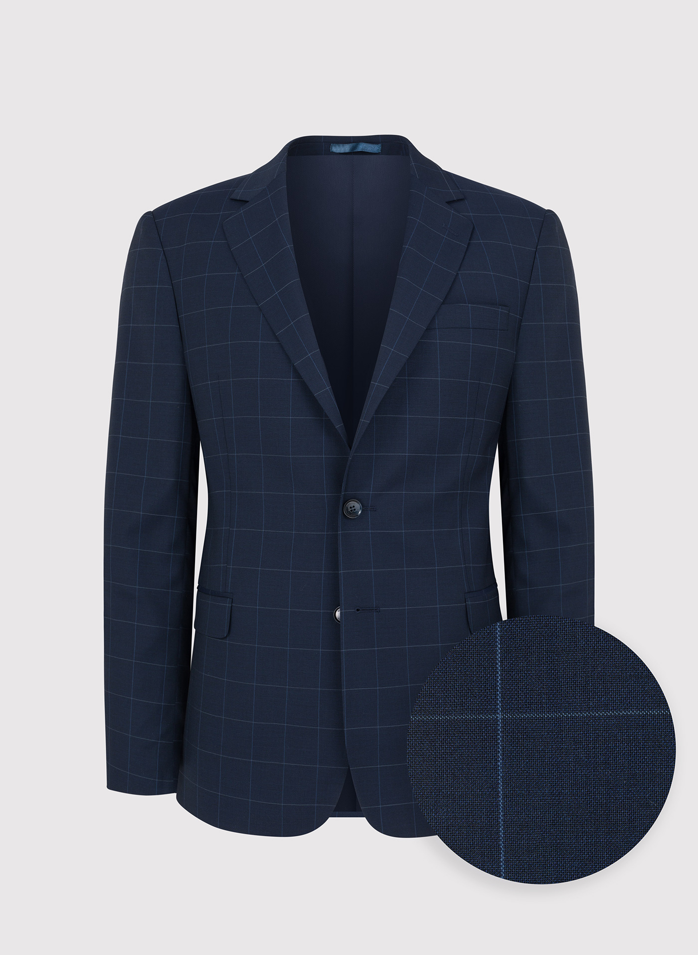 Granatowa marynarka garniturowa w delikatną kratę - Pako Lorente