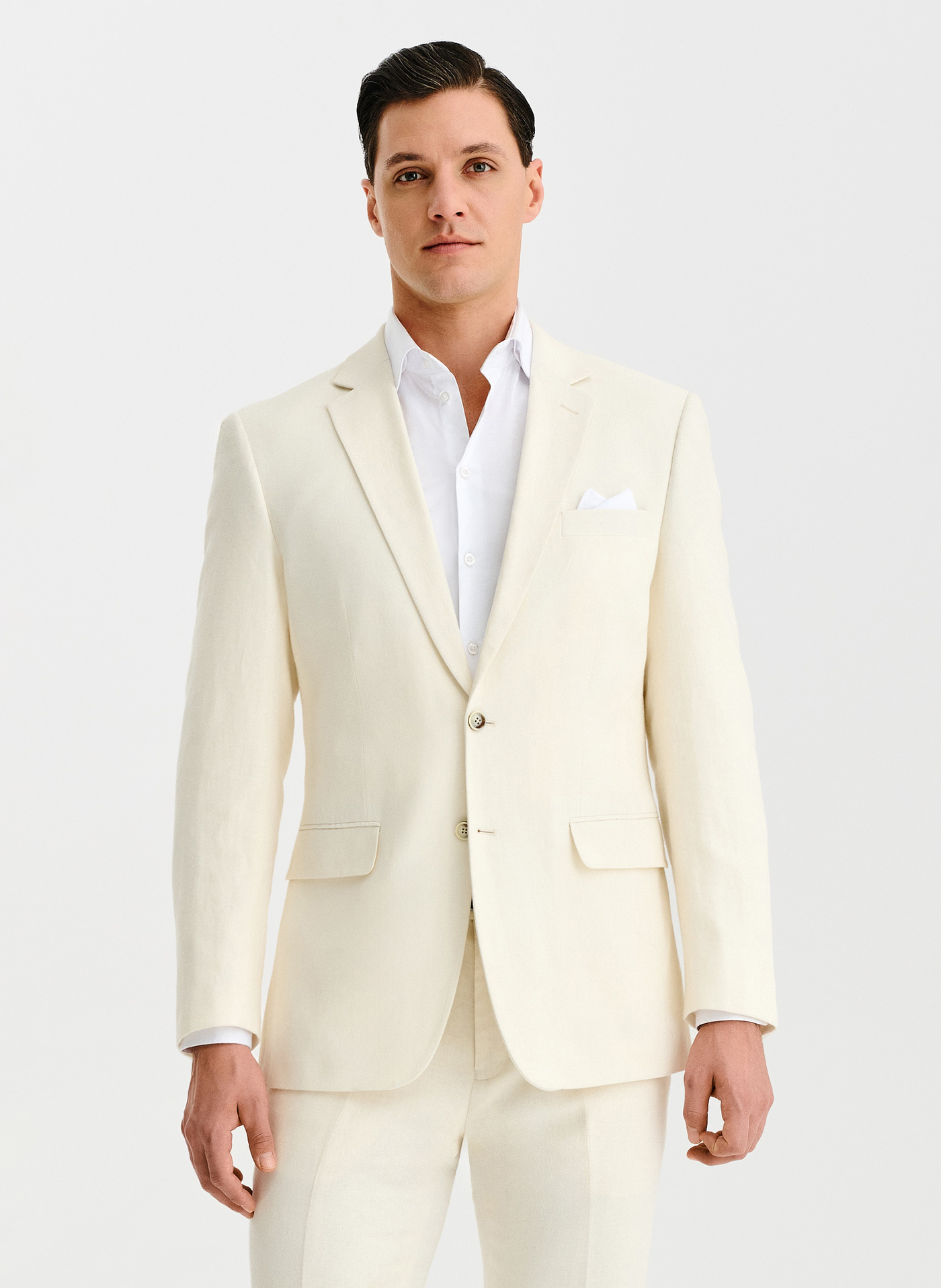 PAKO LORENTE - Beżowa marynarka garniturowa z lnem - Pako Lorente