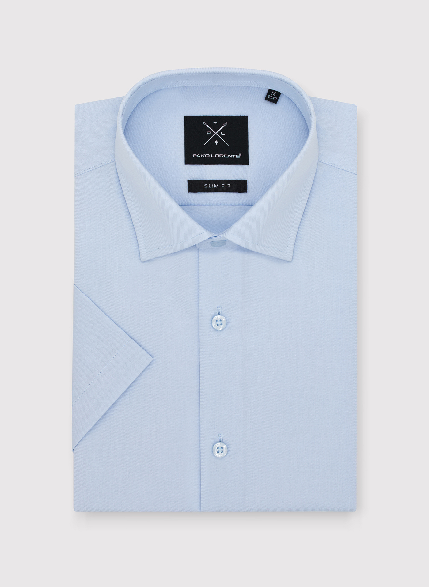 PAKO LORENTE - Niebieska bawełniana koszula męska z krótkim rękawem - Pako Lorente