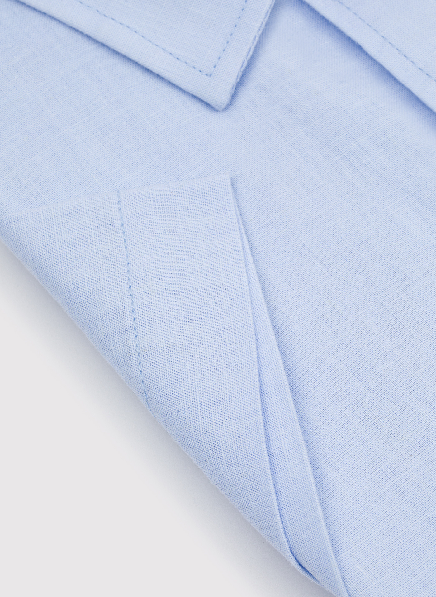 PAKO LORENTE - Lniana niebieska koszula z krótkim rękawem - Pako Lorente