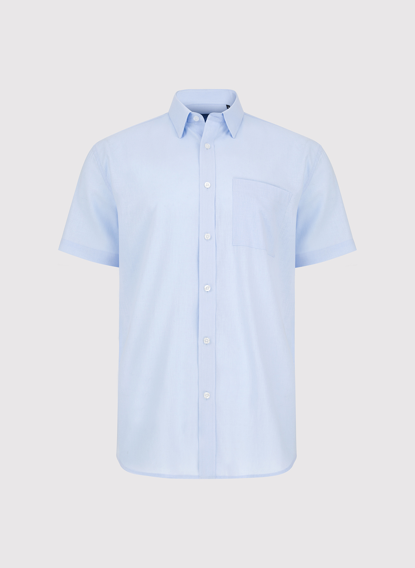 PAKO LORENTE - Lniana niebieska koszula z krótkim rękawem - Pako Lorente