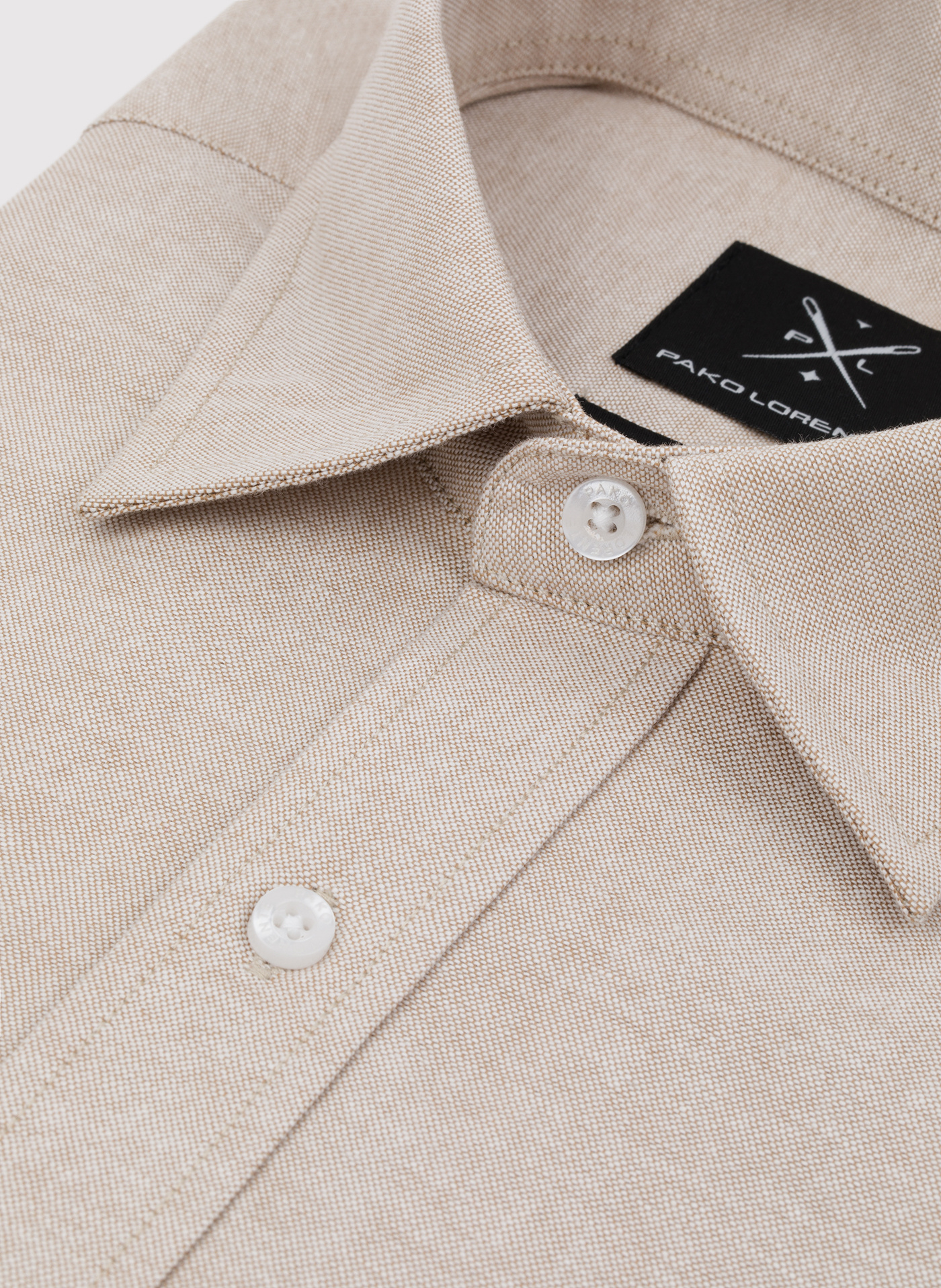 Beżowa bawełniana koszula męska - Pako Lorente