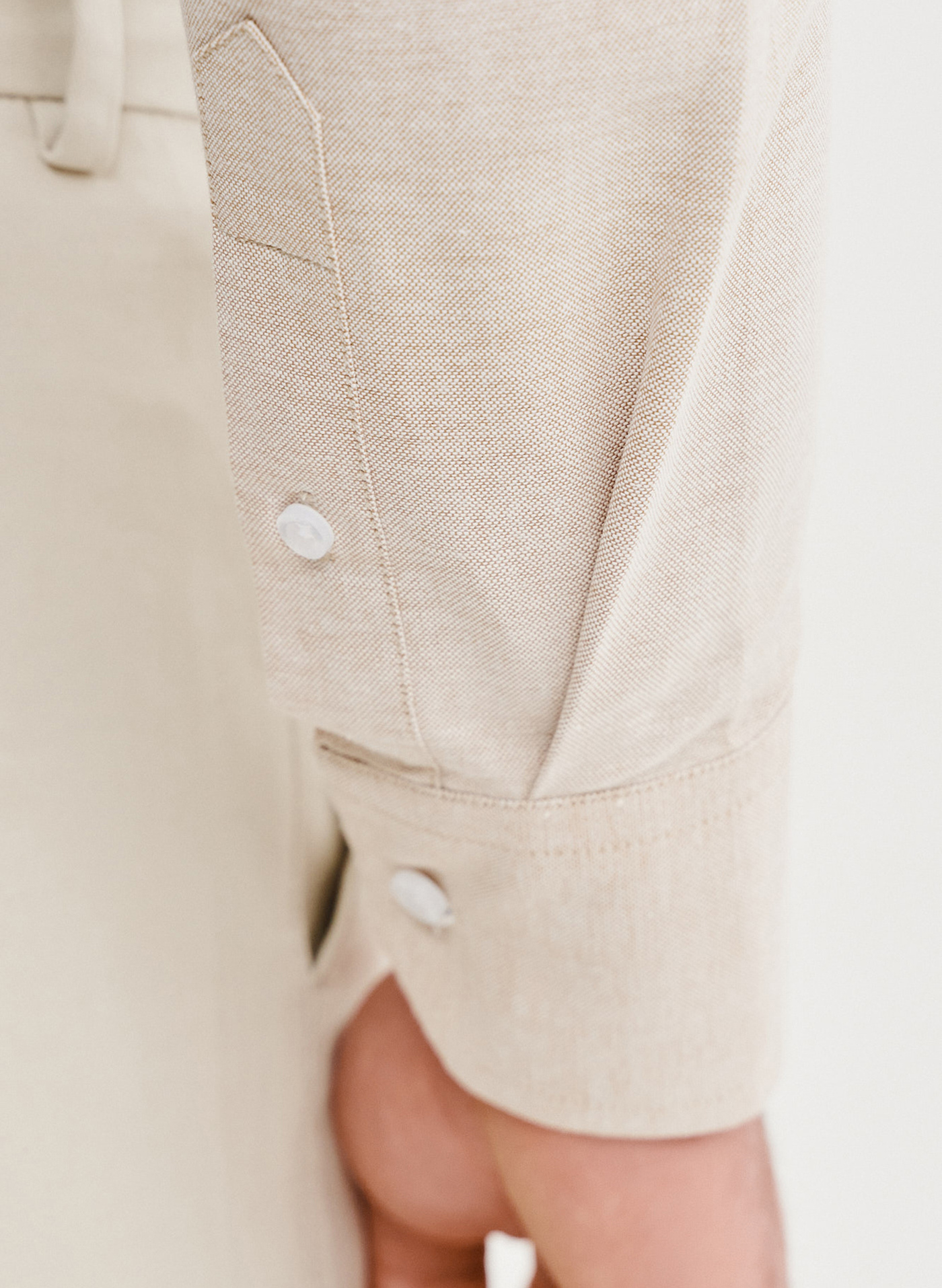 Beżowa bawełniana koszula męska - Pako Lorente