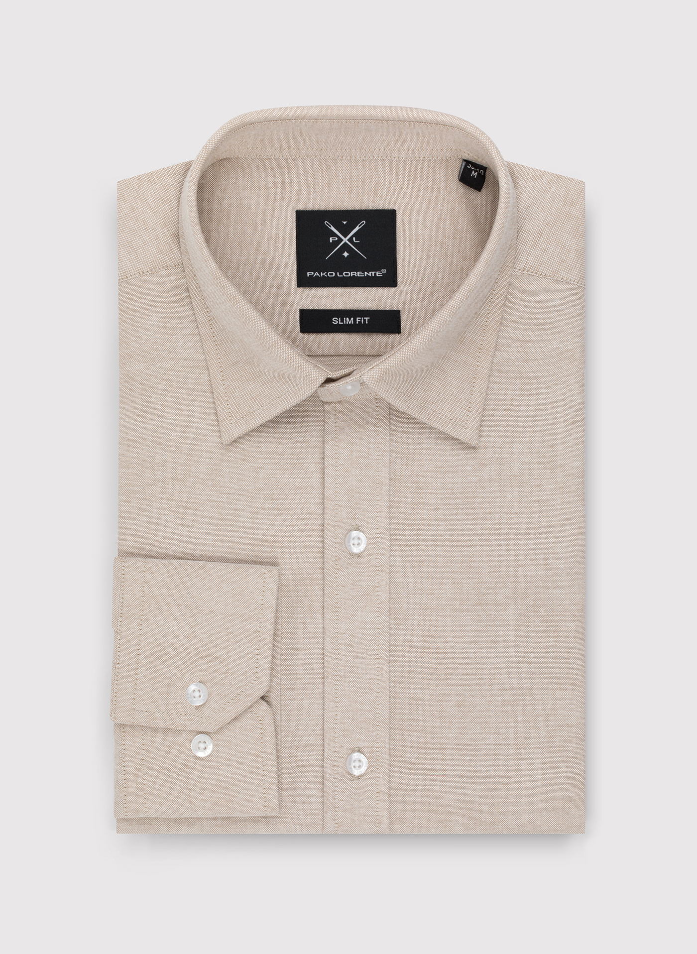 Beżowa bawełniana koszula męska - Pako Lorente
