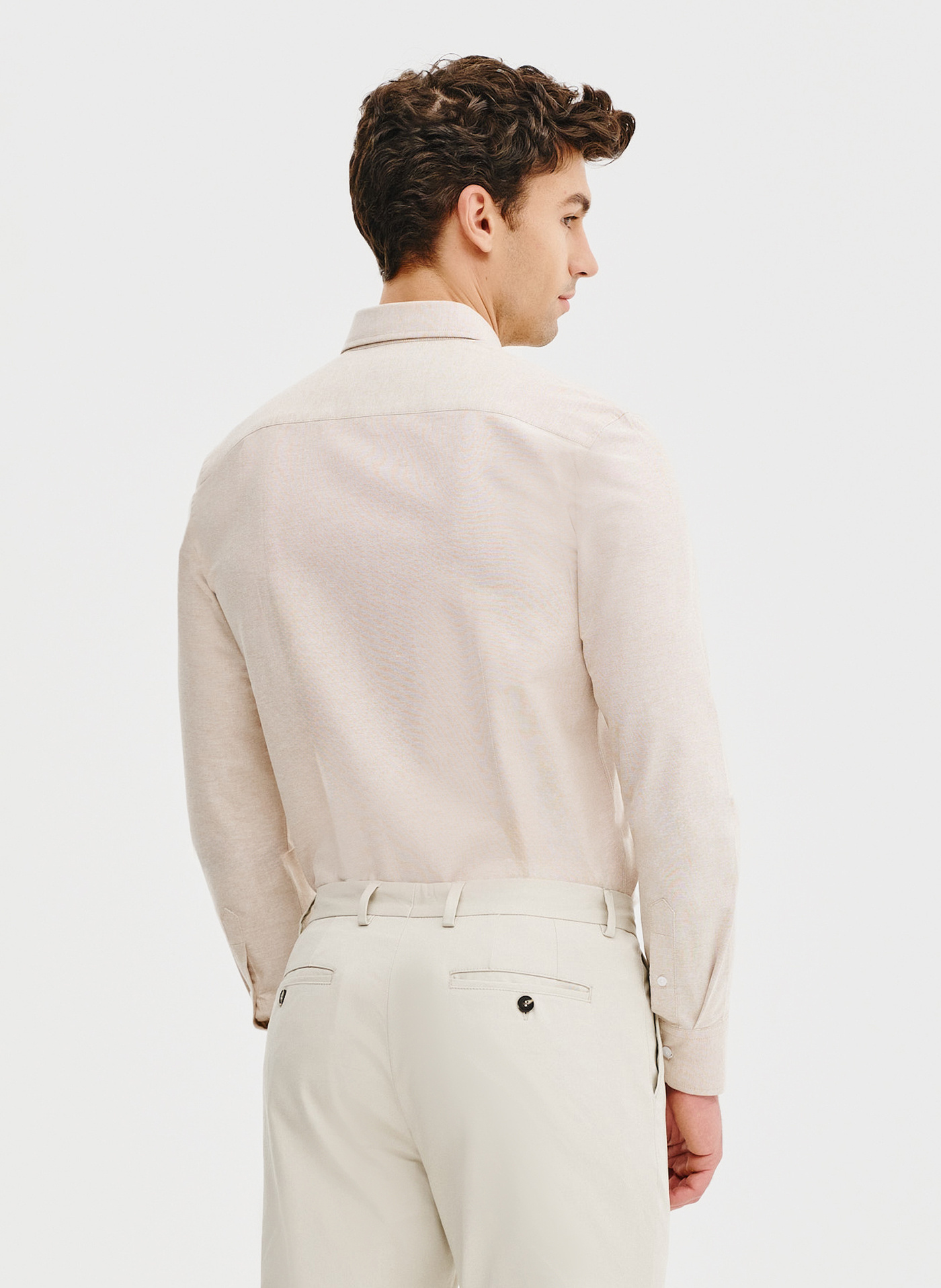 Beżowa bawełniana koszula męska - Pako Lorente