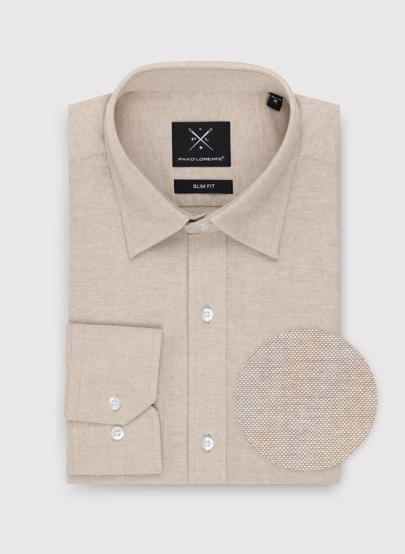 Beżowa bawełniana koszula męska - Pako Lorente